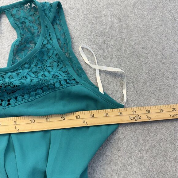 iZ Byer Dress Womens Small Blue Green Short Sleeve Mini Dress NEW - Picture 8 of 9